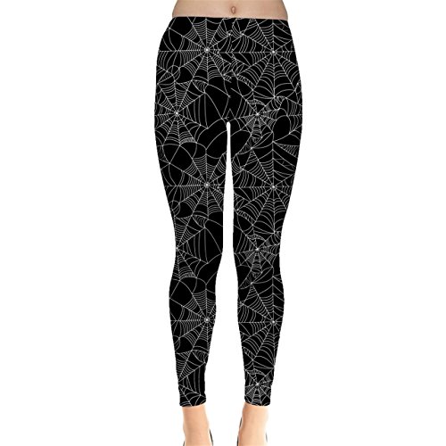 CowCow Womens Black Halloween Spider Web Pattern Leggings