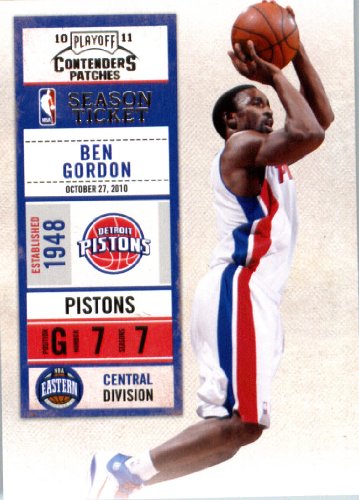 2010 11 Playoff Contenders Plates & Patches Basketball Card # 73 Ben Gordon Detroit Pistons In a Protective Screwdown Display Case!