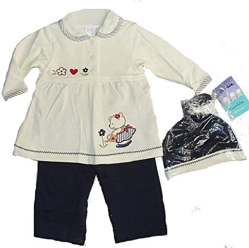 Rumble Tumble Girl's Size 3-6 Months Teddy Bear Floral One-piece, Hat Set