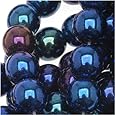 Jablonex Czech Glass Druk Round Beads (50 Pack), 6mm, Blue Iris