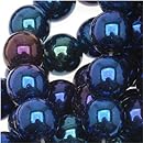 Jablonex Czech Glass Druk Round Beads (50 Pack), 6mm, Blue Iris