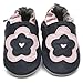 Cherry - Chaussons B�b� en cuir doux - Grande Fleur - 6/12 mois