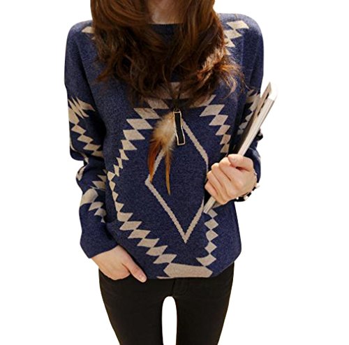 【 UN ANANAS 】 幾何学模様 ニット アジアン 冬 お腹周り ゆったり ネイティブ柄 カジュアル レディース ネイビー ベージュ ブラック