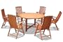 VIFAH V343SET3 Outdoor Wood 7-Piece Dining Set with Round Table, Natural Wood Finish, 59 by 59 by 29-Inch