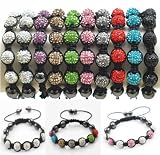 Caits - pandora � GOLD Swarovski Crystal Bead SHAMBALLA BRACELET with 9 Iced out Disco ball beads covered in crystals and 4 highly polished Hematite beads.