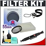 B+W Digital 55mm Circular PL Polarizer Glass Lens Filter + Accessory Kit for Canon, Nikon, Sony, Olympus  Pentax Lenses