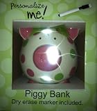 Pink and Green Polka dot Piggy Bank With Bow Adorable Nursery Decor And Gift