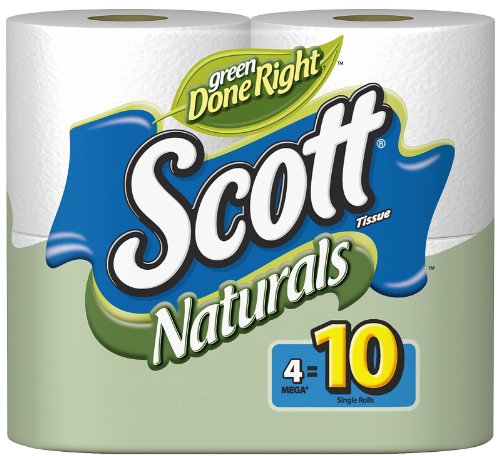 Scott Naturals, Mega Roll (3X Regular), 1 Ply, White