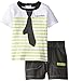 Calvin Klein Baby-Boys Newborn White with Lime Stripes Tee and Shorts -Tie