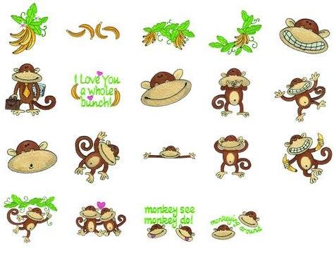 GREAT NOTIONS Embroidery Machine MONKEY LOVE