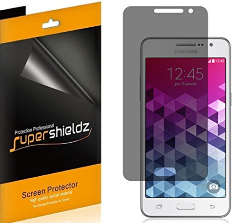 [2 Pack] SUPERSHIELDZ- Privacy Anti-Spy Screen Protector Shield For Samsung Galaxy Grand Prime + Lifetime Replacements Warranty - Retail Packaging
