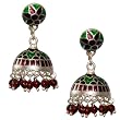 Antique Earrings Sterling Silver Enamelled Jewelry 1.25 inches (erg158)