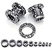 PiercingJ Pair 12G-5/8 (2-16mm) Color-electroplating Stainless Steel Screw Tunnels Ear Expander Stretcher Plugs Piercing Gauge, Black