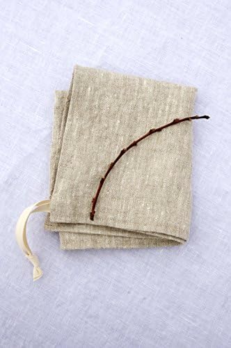 100% Pure Linen Bread Bag, Medium Mixed Natural, Rustic with French Interior Seams, Reusable Food Storage, Housewarming, Party, Wedding Gift