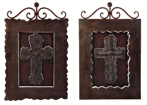Iron Engraved Wall Cross - Set of 2