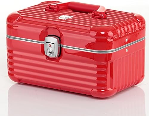 Deepark Portable Hardside Makeup Cosmetic Train Case, Multifunctional Beauty Storage Box with TSA Lock,Red