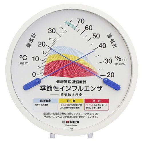 EMPEX (エンペックス) 感染防止目安温室時計 「「TM-2584季節性インフルエンザ 感染防止目安温・湿度計」 TM-2584