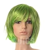 BRIGHT GREEN / BLACK SHORT WIG - BURLESQUE / HALLOWEEN - Bob Style Wig