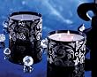 Deco Glow Damaske Black on White Frosted Glass 3 Wick Candle