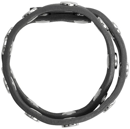 Pilgrim Damen-Armband f&uuml;r Snap\'s doppelt Leder grau versilberte Druckkn&ouml;pfe 38 cm 43114-9 Preisvergleich