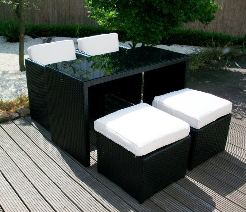 Rattan Sitzgruppe Gartenmöbel Tisch Sessel Hocker NT
