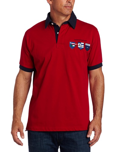 Nautica Men's Striped Wow Short Sleeve Polo Shirt