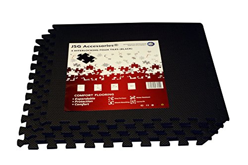 JSG Accessories EVA60-BK-4PK Interlocking Exercise Mats - Black, 16 ft JSG Accessories EVA60-BK-4PK Interlocking Exercise Mats - Black, 16 ft
