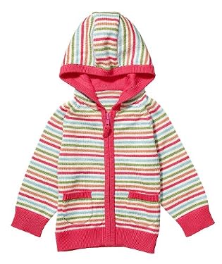 Striped Hooded Zip Thru Cardigan 