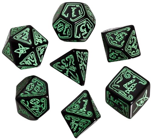 Q-Workshop CTH21 - Cthulhu W&uuml;rfelset gr&uuml;n und schwarz, 6 St&uuml;ck - je 1x 3W6, 1W10 Preisvergleich