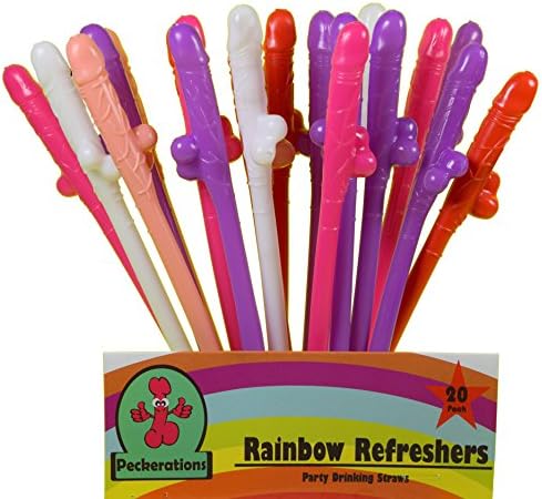 Peckerations Party Drinking Straws - 20 Pack (Rainbow Refreshers)