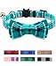 Joytale Breakaway Cat Collar with Cute Bow Tie and Bell, Plaid Patterns, 1 Pack Kitty Safety Collars,Teal