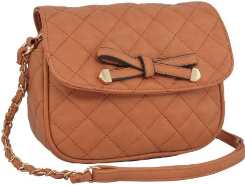 MG Collection DEVON Classic Brown Quilted Mini Satchel Purse / Shoulder Hand Bag