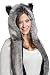 Faux FUR ANIMAL HATS HOODS Gray Wolf SNOW WINTER WHITE Ski WITH MITTENS UNISEX GLOVES SCARF WITH PAW