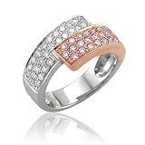 18k Gold White and Pink Diamond Right Hand Ring / Band, Size 7 - 1.10 carat