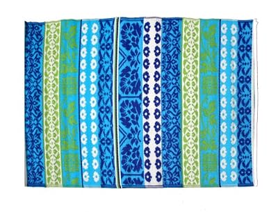 Go Green 4 x 6 ft Waterproof Oversized Beach Mat or Rug - Royal Blue / Turquoise / Lime