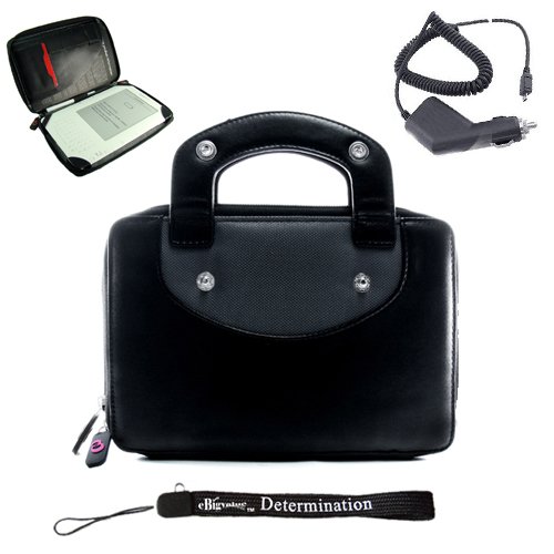 Durable High Quality Amazon Kindle DX Professional Travel Office Cover Portfolio case + Includes a 4-inch ebigvalue (TM) Determination Hand Strap + Includes a Black Travel Car Charger (Accessory Pack is Also Compatible with New Kindle DX Wireless Reading Device 9.7