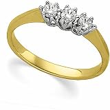 14K Two-Tone Gold Diamond Three-Stone Anniversary Band - 0.36 Ct.