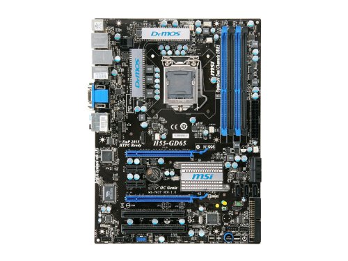 MSI LGA1156/Intel H55/4DDR3-2133OC/ATI CrossFire /GbE/HDMI/DVI/VGA/1394/eSATA ATX Motherboard H55-GD65