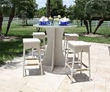 Grenada 5 Piece Armless Barstool and Pub Table Set Whitewash