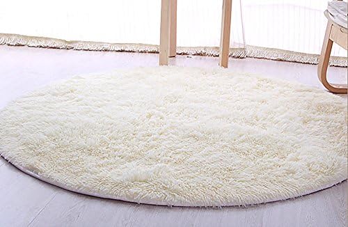 Super Soft Rugs Silky Smooth Rugs Room Home Bedroom Carpet Floor Mat 4.5 Cm Thick (62.9in（circular）, white)