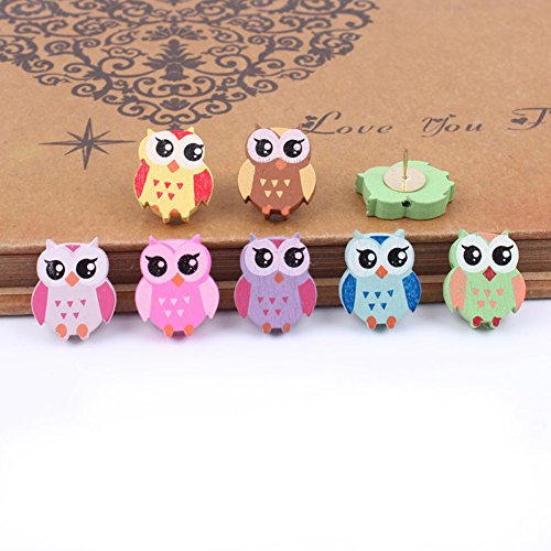 Echolife Set of 10 Colorful Cartoon Owl Shape Pushpins Cute Thumbtacks Decorative for Home and Office