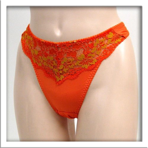Venus 2 Pack Orange Sexy Floral Thong Panty #8060 sz S