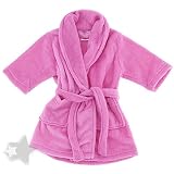 Dark Pink Plush Coral Fleece Bath Robe for Toddler Girls