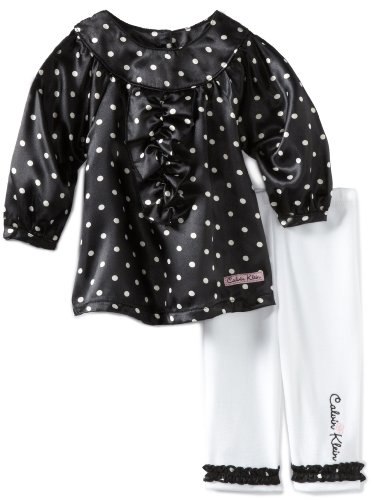 Calvin Klein Baby-Girls Newborn Tunic Top With Legging, Black, 0-3 Months