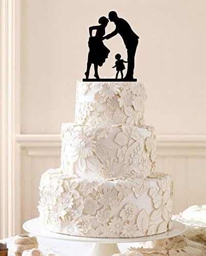 Custom Bride and Groom Kissing Silhouette Wedding Cake Topper,With the cut Baby Sweet Love Heart Romantic Cake Topper.