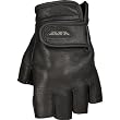 Fly Racing Half-N-Half Fingerless Men's Leather Street Bike Motorcycle Gloves w/ Free B&F Heart Sticker Bundle - Black