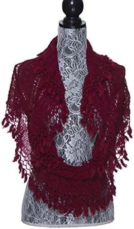 Elles Clothing Women's Infinity Scarf Winter Crochet Knit Fringe and Tassel Loop Scarves - Various Styles and Colors
