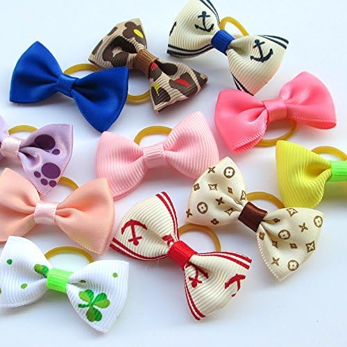 Random 20pcs Mix Lots Pet Dog Hair Bows Band Pet Dog Grooming Z0436