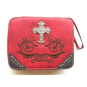 Bible Cover for Women Large Western Designer Red Leather-like