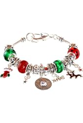 Lova Jewelry "I see it's Christmas" Murano Glass Beaded Charm Bracelet